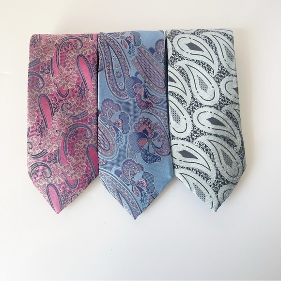 Lot of six Ermenegildo Zegna Silk Ties Paisley and solid patterned - Picture 3 of 11